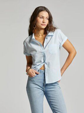 Weekend Los Angeles Light Blue Short-Sleeve Button-Down Shirt - Small